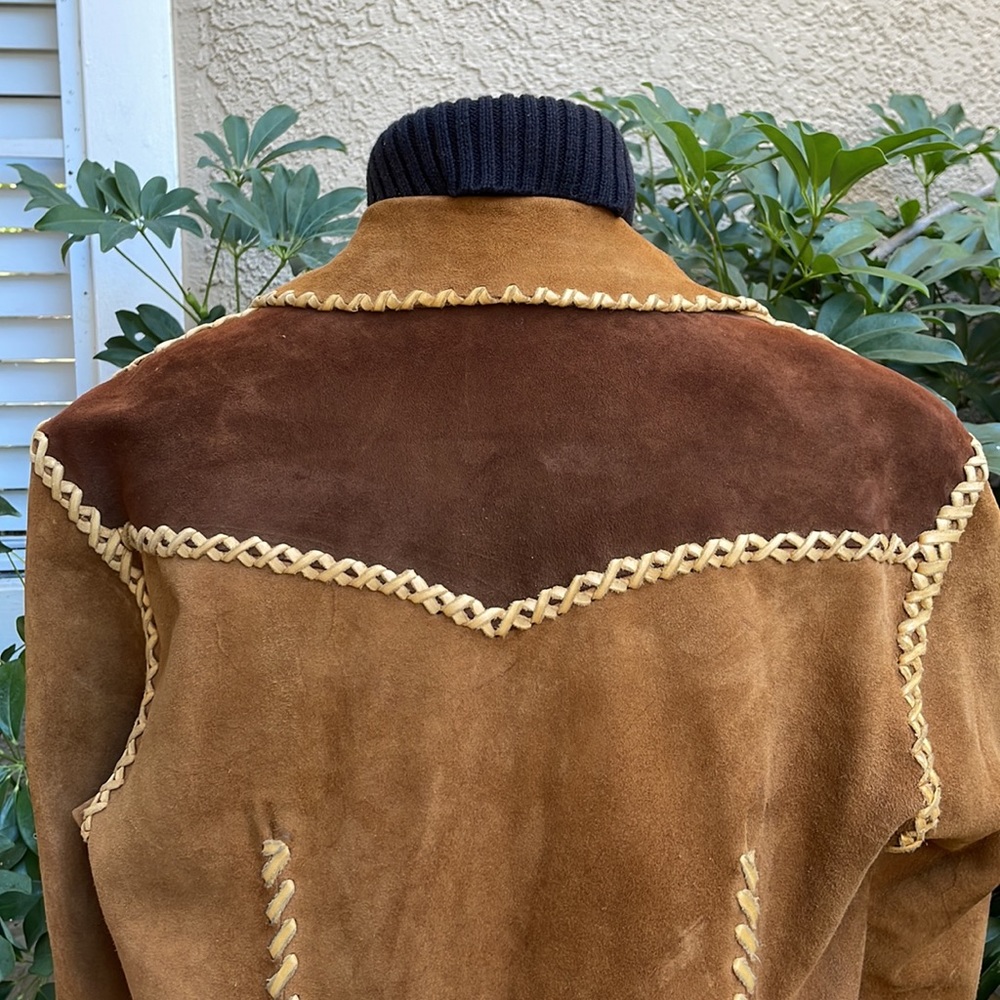 Vintage 60’s multicolored tool made and hand made brushed suede/leather jacket - Picture 11 of 13